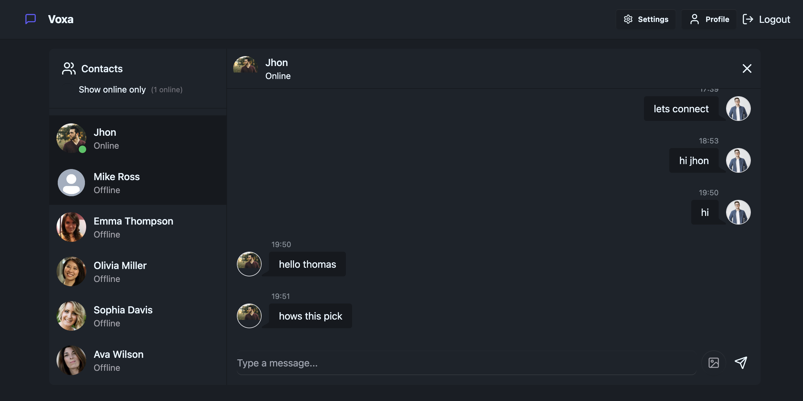 Voxa (Chat Application)